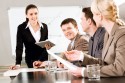 Portrait of business people discussing a new strategy