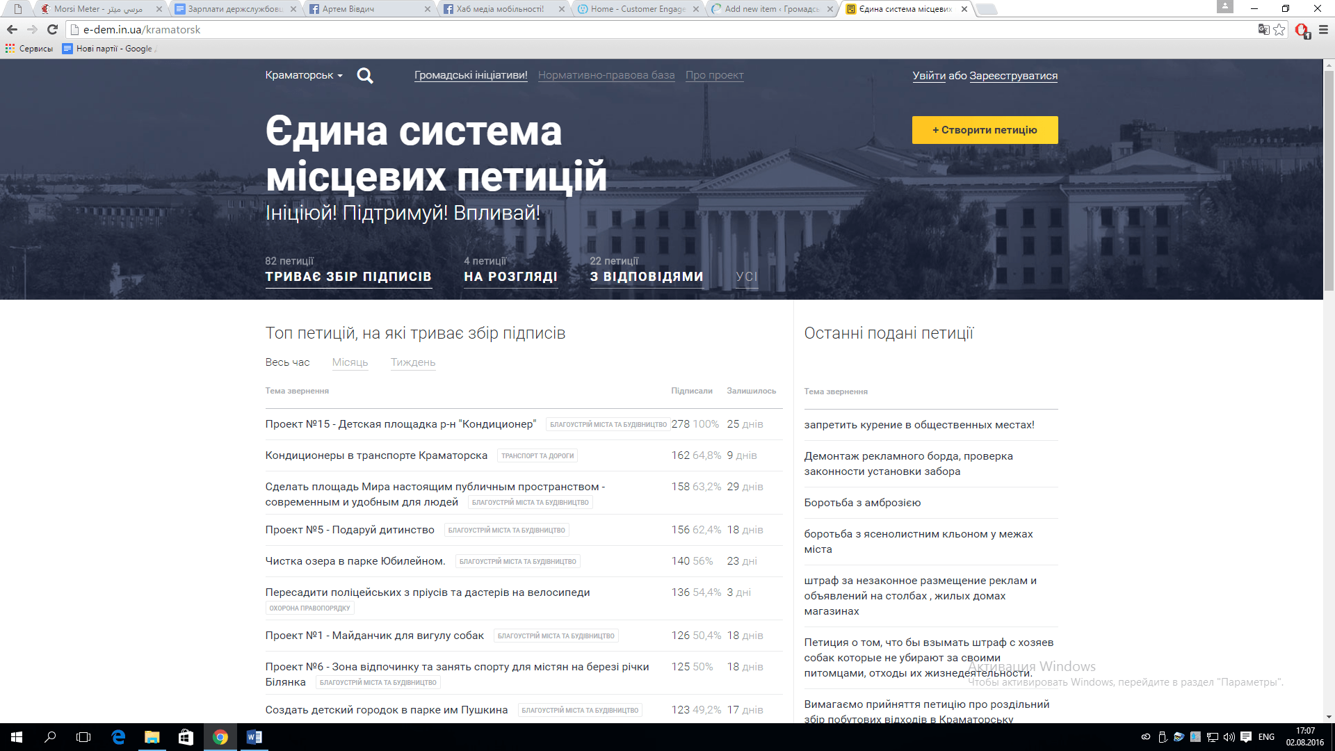 Електронні петиції Краматорськ