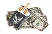 Cigarettes box and money