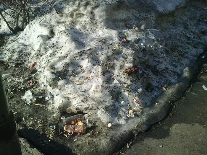 мусор в снегу
