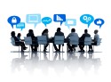 Business people around table