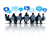 Business people around table