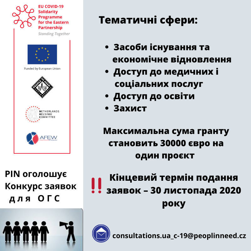 Людина в біді” оголошує конкурс в рамках регіональної «Програми  солідарності COVID-19» | Громадський Простір