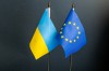 Flags of the countries of the European community and Ukraine on
