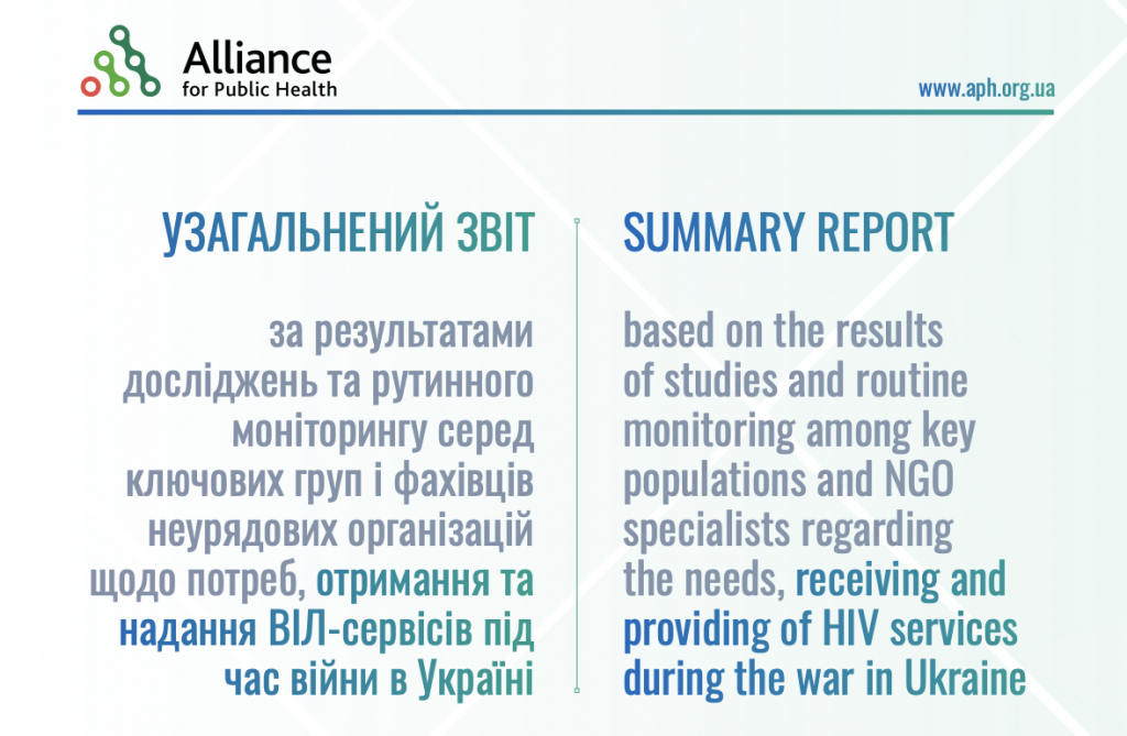 Новий звіт МБФ «Альянс громадського здоров’я» про надання ВІЛ-сервісів під час війни в Україні