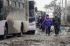 A convoy of the busses for refugees