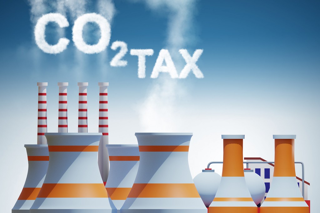 Plant in carbon tax and pollution concept - 3d rendering