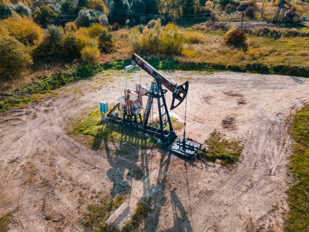 aerial view of oil pump copy space