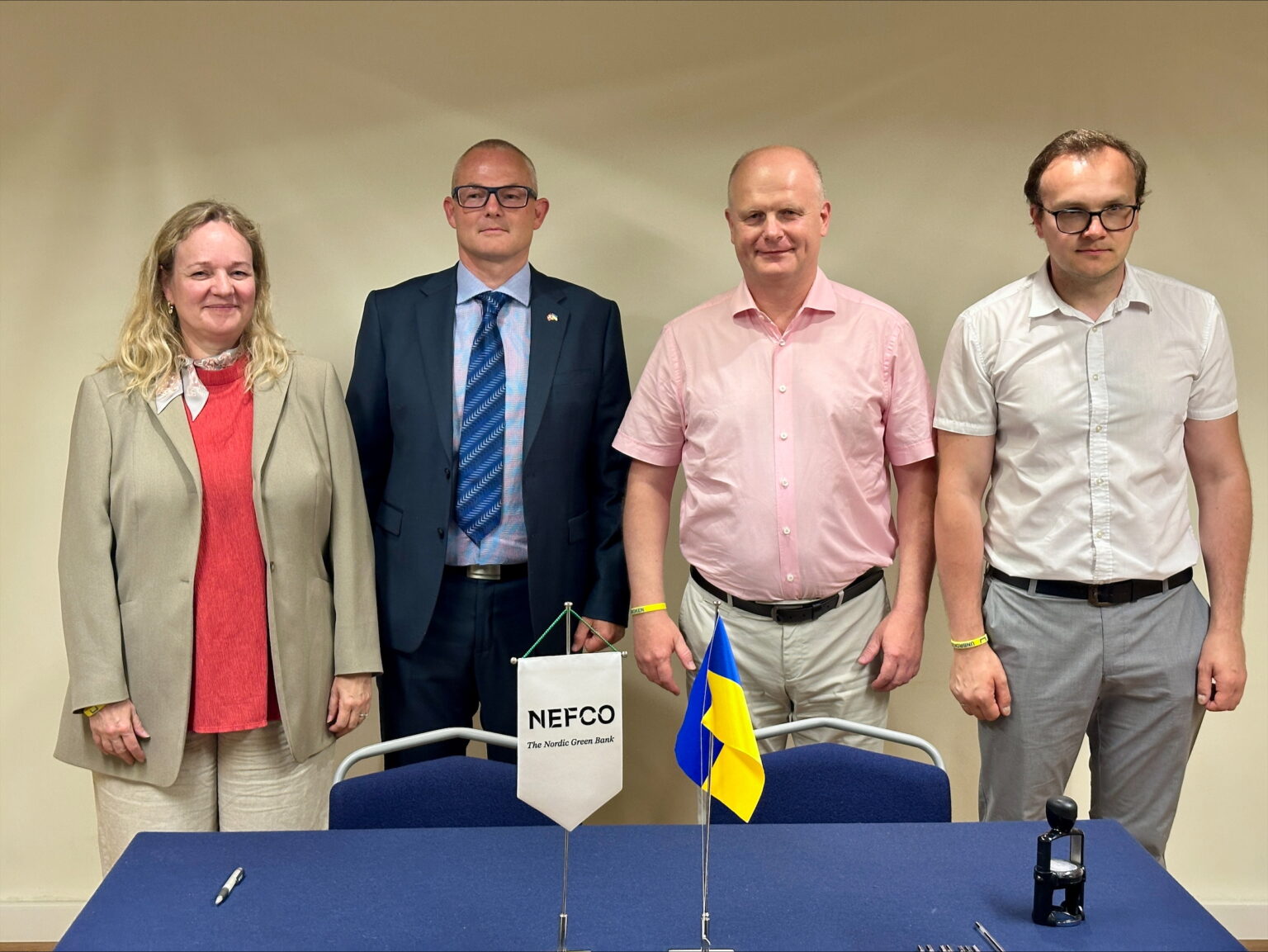 Аннеметте Дітлевсен, Impact Fund Denmark; Бо Нюгус, НЕФКО; Дмитро Ванькович, ЛМКП «Львівводоканал»; та Андрій Москаленко, перший заступник міського голови Львова.
