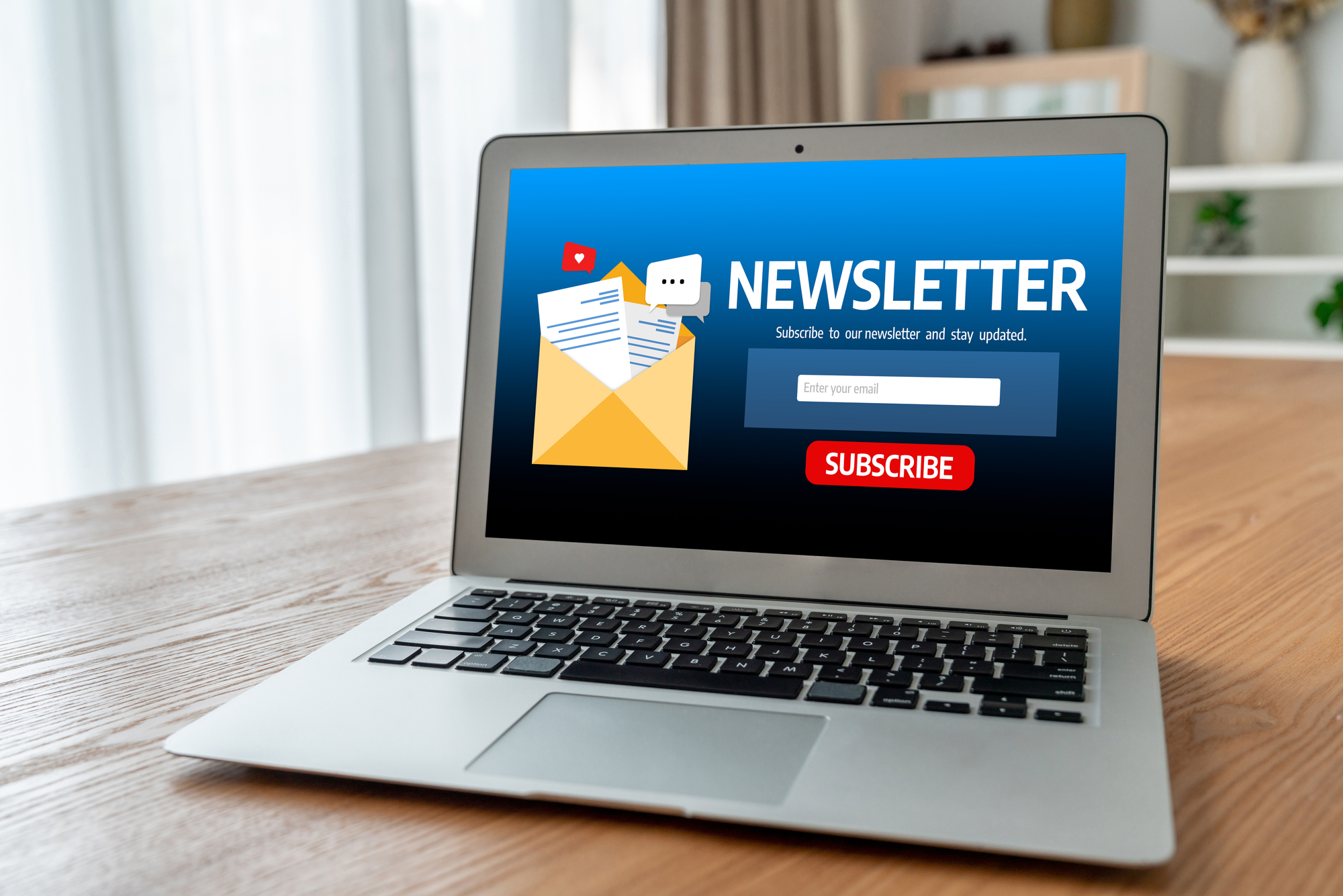 newsletter signup page on computer for customer to subscribe snugly newsletter